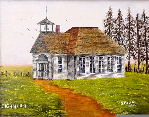 Color painting of a schoolhouse