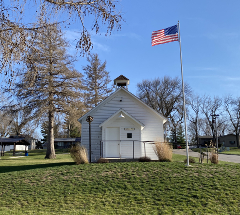 Front of the schoolhouse, 2024