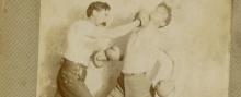 Two men in an old boxing match