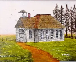 Color painting of a schoolhouse